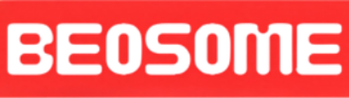 Red and white 'BEOSOME' logo on a red background